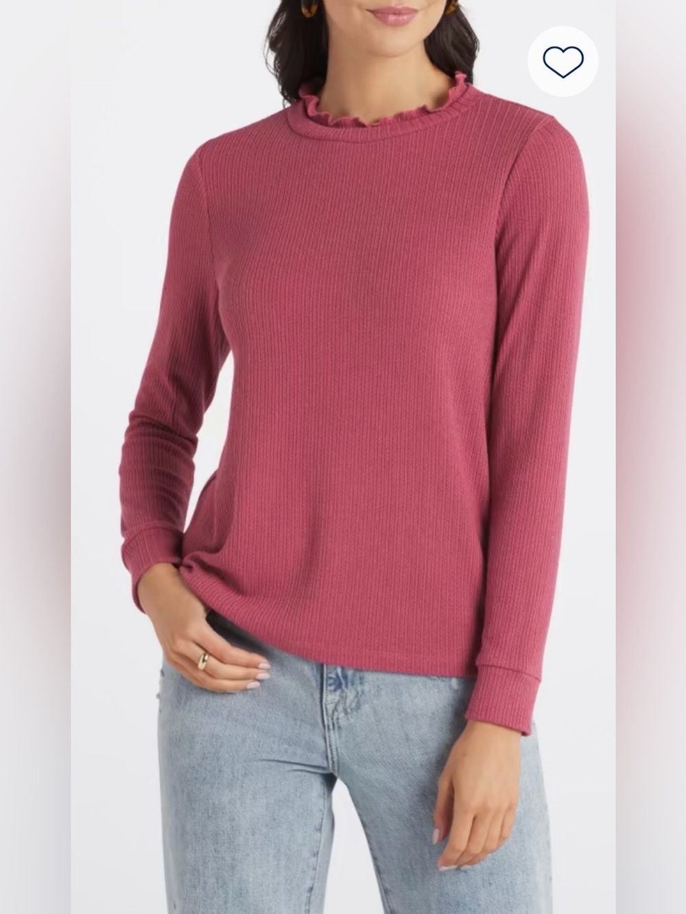 EUC Ribbed Top in Raspberry with Ribbed Texture